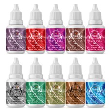 Maya Inks Alcohol Ink Set of 10 – Pearl Inks (10 ml each) | Shimmering, Luminous Inks for Resin Art, Yupo Paper & DIY Crafts